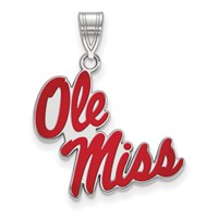Sterling Silver Rhodium-plated LogoArt University of Mississippi Ole Miss Large Enameled Pendant view 1
