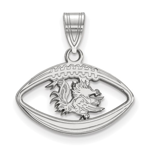 Sterling Silver Rhodium-plated LogoArt University of South Carolina Gamecock Football Pendant