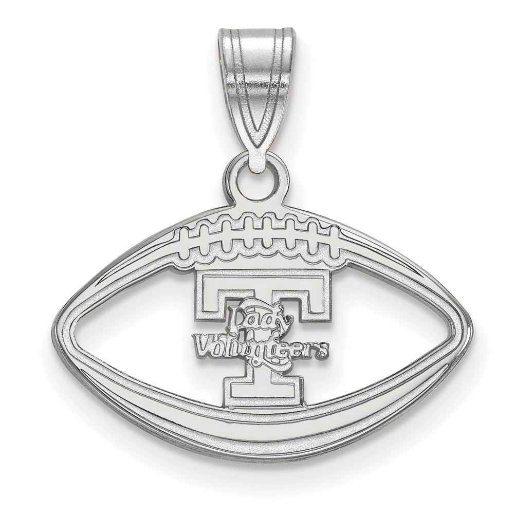 Sterling Silver Rhodium-plated LogoArt University of Tennessee Lady Volunteers Football Pendant