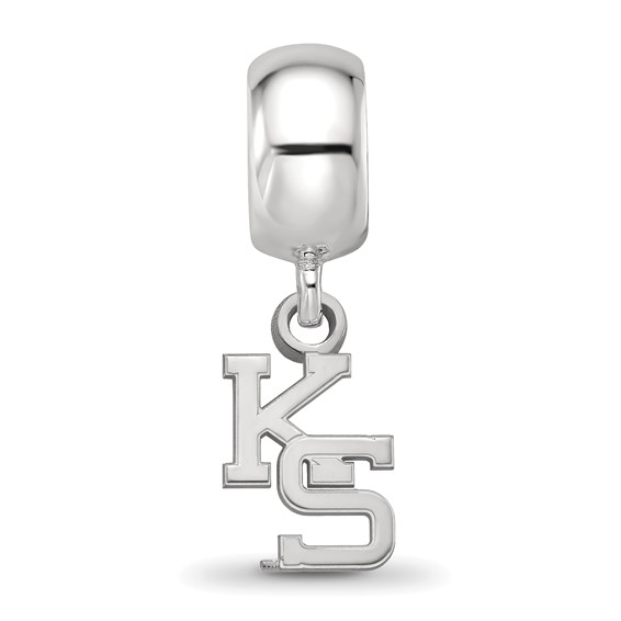 Sterling Silver Rhodium-plated LogoArt Kansas State University K-S Extra Small Dangle Bead Charm