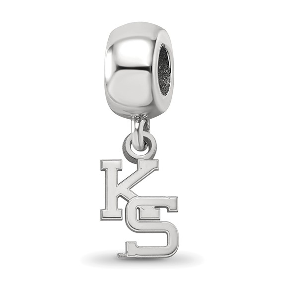 Sterling Silver Rhodium-plated LogoArt Kansas State University K-S Extra Small Dangle Bead Charm