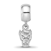 Sterling Silver Rhodium-plated LogoArt North Carolina State University Wolf Extra Small Dangle Bead Charm view 3