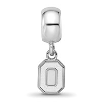 Sterling Silver Rhodium-plated LogoArt the Ohio State University Letter O Extra Small Dangle Bead Charm view 3