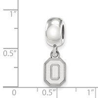 Sterling Silver Rhodium-plated LogoArt the Ohio State University Letter O Extra Small Dangle Bead Charm view 5
