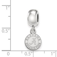 Sterling Silver Rhodium-plated LogoArt University of Alabama Crimson Tide Extra Small Dangle Bead Charm view 4