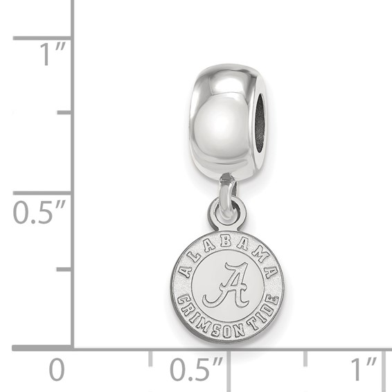 Sterling Silver Rhodium-plated LogoArt University of Alabama Crimson Tide Extra Small Dangle Bead Charm