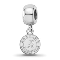 Sterling Silver Rhodium-plated LogoArt University of Alabama Crimson Tide Extra Small Dangle Bead Charm view 1