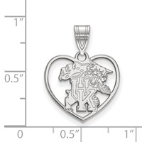 Sterling Silver Rhodium-plated LogoArt University of Kentucky U-k Wildcat Heart Pendant view 2