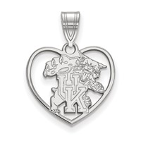 Sterling Silver Rhodium-plated LogoArt University of Kentucky U-k Wildcat Heart Pendant view 1