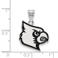 Sterling Silver Rhodium-plated LogoArt University of Louisville Cardinal Large Enameled Pendant view 2