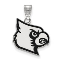 Sterling Silver Rhodium-plated LogoArt University of Louisville Cardinal Large Enameled Pendant view 1