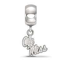 Sterling Silver Rhodium-plated LogoArt University of Mississippi Ole Miss Extra Small Dangle Bead Charm view 2
