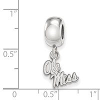 Sterling Silver Rhodium-plated LogoArt University of Mississippi Ole Miss Extra Small Dangle Bead Charm view 3