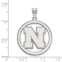 Sterling Silver Rhodium-plated LogoArt University of Nebraska Letter N Large Circle Pendant view 2