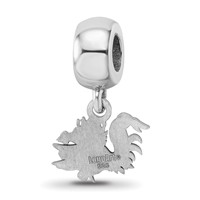 Sterling Silver Rhodium-plated LogoArt University of South Carolina Gamecock Extra Small Dangle Bead Charm view 5