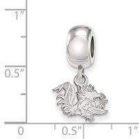 Sterling Silver Rhodium-plated LogoArt University of South Carolina Gamecock Extra Small Dangle Bead Charm view 4
