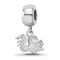 Sterling Silver Rhodium-plated LogoArt University of South Carolina Gamecock Extra Small Dangle Bead Charm view 1