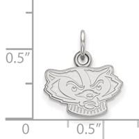 Sterling Silver Rhodium-plated LogoArt University of Wisconsin Badger Extra Small Pendant view 2
