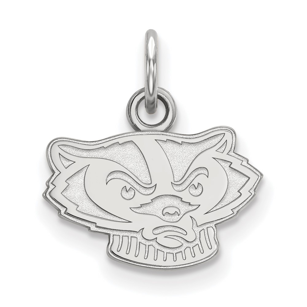 Sterling Silver Rhodium-plated LogoArt University of Wisconsin Badger Extra Small Pendant