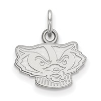Sterling Silver Rhodium-plated LogoArt University of Wisconsin Badger Extra Small Pendant view 1