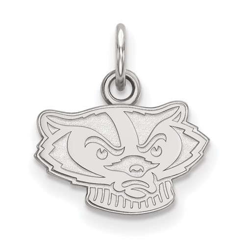 Sterling Silver Rhodium-plated LogoArt University of Wisconsin Badger Extra Small Pendant