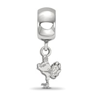 Sterling Silver Rhodium-plated LogoArt Virginia Tech HokieBird Extra Small Dangle Bead Charm view 2