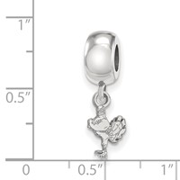 Sterling Silver Rhodium-plated LogoArt Virginia Tech HokieBird Extra Small Dangle Bead Charm view 3