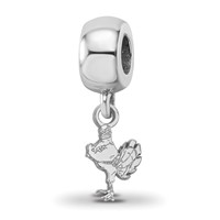 Sterling Silver Rhodium-plated LogoArt Virginia Tech HokieBird Extra Small Dangle Bead Charm view 1