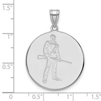 Sterling Silver Rhodium-plated LogoArt West Virginia University Mountaineer Extra Large Disc Pendant view 2