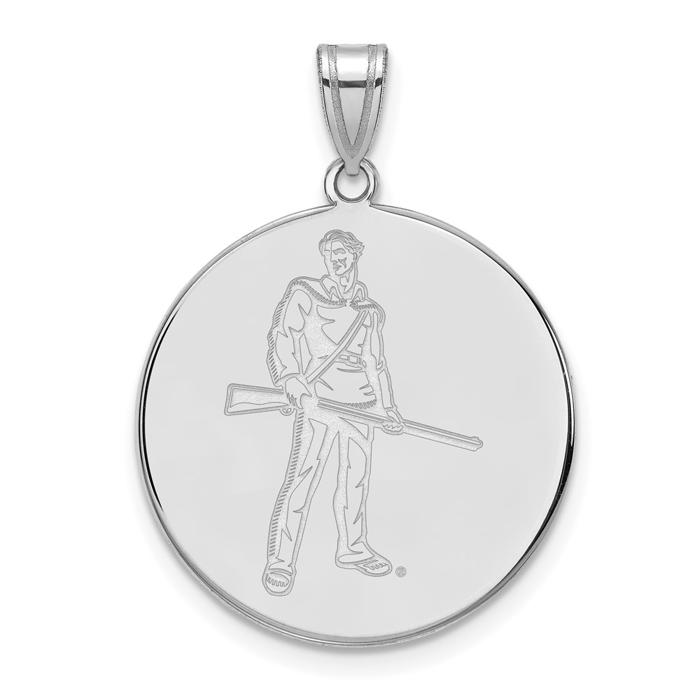 Sterling Silver Rhodium-plated LogoArt West Virginia University Mountaineer Extra Large Disc Pendant