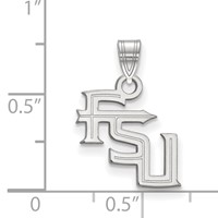 Sterling Silver Rhodium-plated LogoArt Florida State University F-s-u Small Pendant view 2