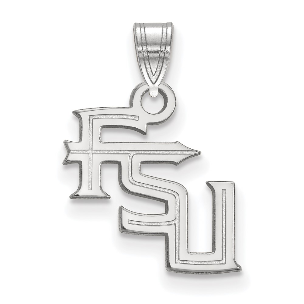 Sterling Silver Rhodium-plated LogoArt Florida State University F-s-u Small Pendant
