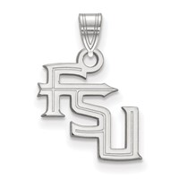 Sterling Silver Rhodium-plated LogoArt Florida State University F-s-u Small Pendant view 1