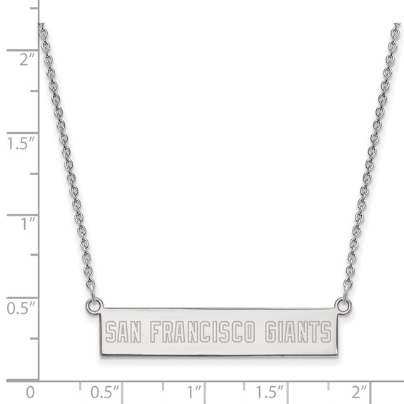 Sterling Silver Rhodium Plated Major League Baseball LogoArt San Francisco Giants Bar Necklace