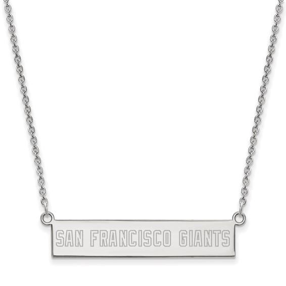 Sterling Silver Rhodium Plated Major League Baseball LogoArt San Francisco Giants Bar Necklace