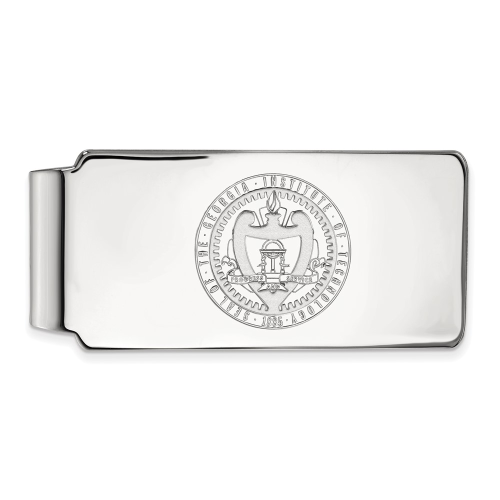 Sterling Silver Rhodium-plated LogoArt Georgia Institute of Technology Crest Money Clip