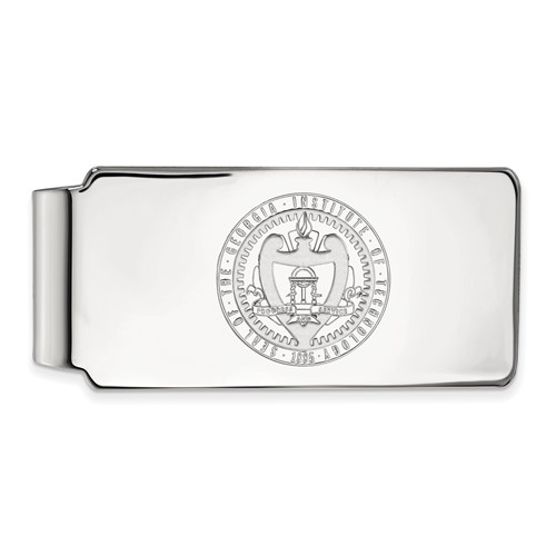 Sterling Silver Rhodium-plated LogoArt Georgia Institute of Technology Crest Money Clip