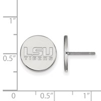 Sterling Silver Rhodium-plated LogoArt Louisiana State University L-s-u Tigers Small Disc Post Earrings view 2