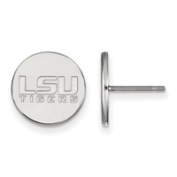 Sterling Silver Rhodium-plated LogoArt Louisiana State University L-s-u Tigers Small Disc Post Earrings view 1