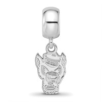 Sterling Silver Rhodium-plated LogoArt North Carolina State University Wolf Small Dangle Bead Charm view 3