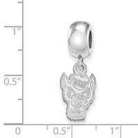 Sterling Silver Rhodium-plated LogoArt North Carolina State University Wolf Small Dangle Bead Charm view 4