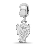 Sterling Silver Rhodium-plated LogoArt North Carolina State University Wolf Small Dangle Bead Charm view 1