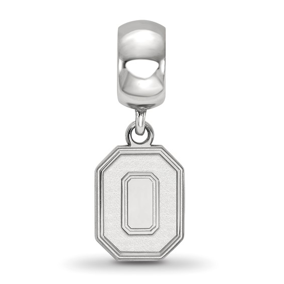 Sterling Silver Rhodium-plated LogoArt The Ohio State University Letter O Small Dangle Bead Charm