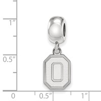 Sterling Silver Rhodium-plated LogoArt the Ohio State University Letter O Small Dangle Bead Charm view 3