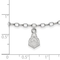 Sterling Silver Rhodium-plated LogoArt Purdue University Boilermakers Train Logo Anklet, 9" view 2