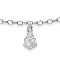 Sterling Silver Rhodium-plated LogoArt Purdue University Boilermakers Train Logo Anklet, 9" view 1