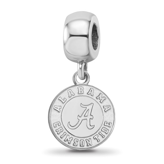 Sterling Silver Rhodium-plated LogoArt University of Alabama Crimson Tide Small Dangle Bead Charm