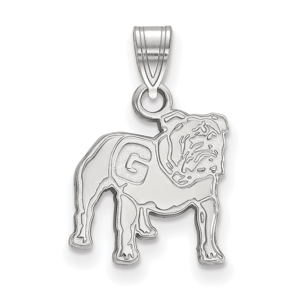 Sterling Silver Rhodium-plated LogoArt University of Georgia Bulldog Small Pendant