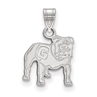 Sterling Silver Rhodium-plated LogoArt University of Georgia Bulldog Small Pendant view 1