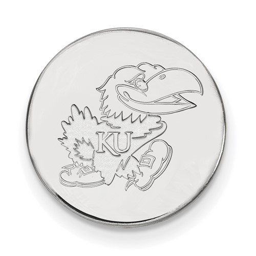 Sterling Silver Rhodium-plated LogoArt University of Kansas Jayhawk Lapel Pin